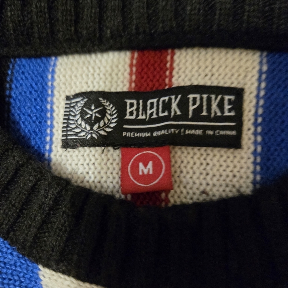 Black Pike Hockey Bear Crew Neck Knit Sweater Men's Medium - Picture 4 of 11